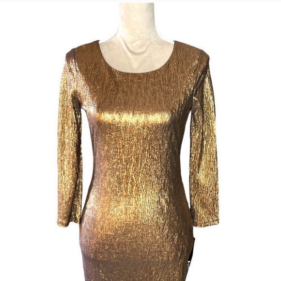 XOXO Bronze Midi Dress Christmas New years - Picture 3 of 7